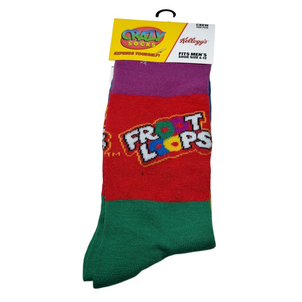 Kellogg's Froot Loops Odd Sox Crazy Socks Mens Size 6-12 Crew Novelty Gift-NWT